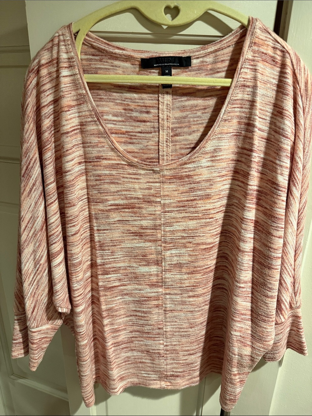 White House Black Market Rust/Orange/Ivory Marled Scoop-Neck Pullover. SZ Medium